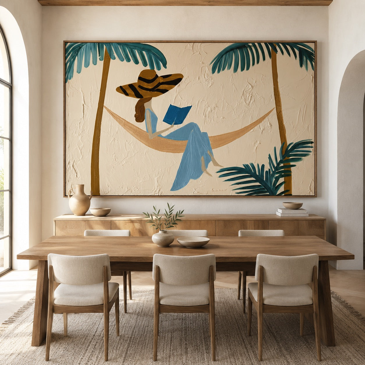 Palm Retreat-Woman Reading Oil Painting