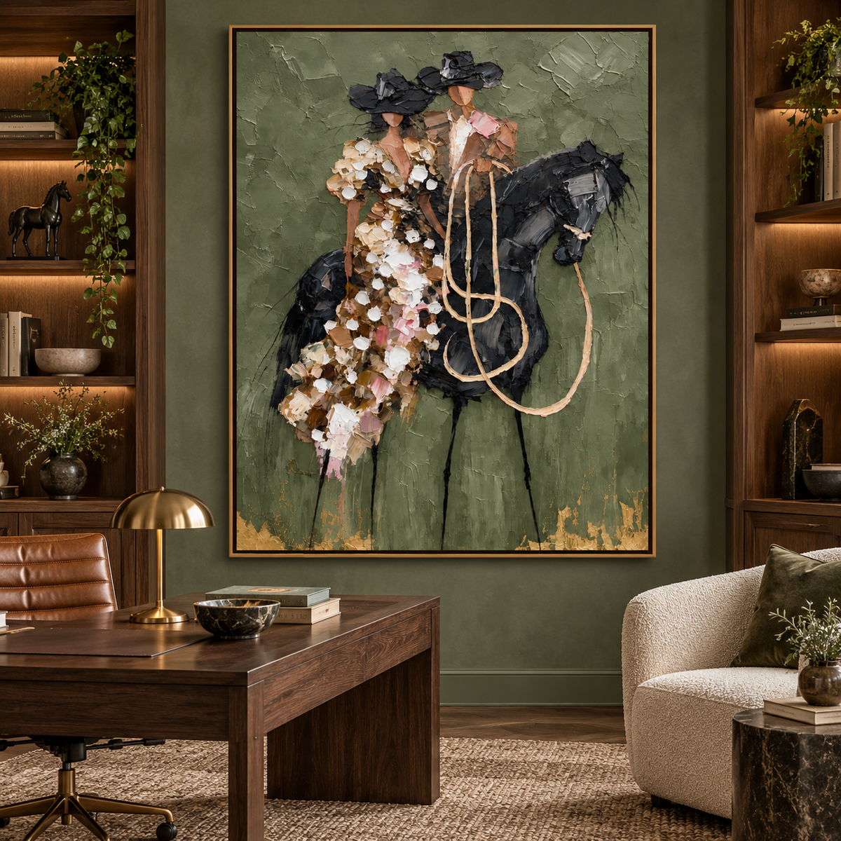 Golden Reins-Modern Equestrian Painting