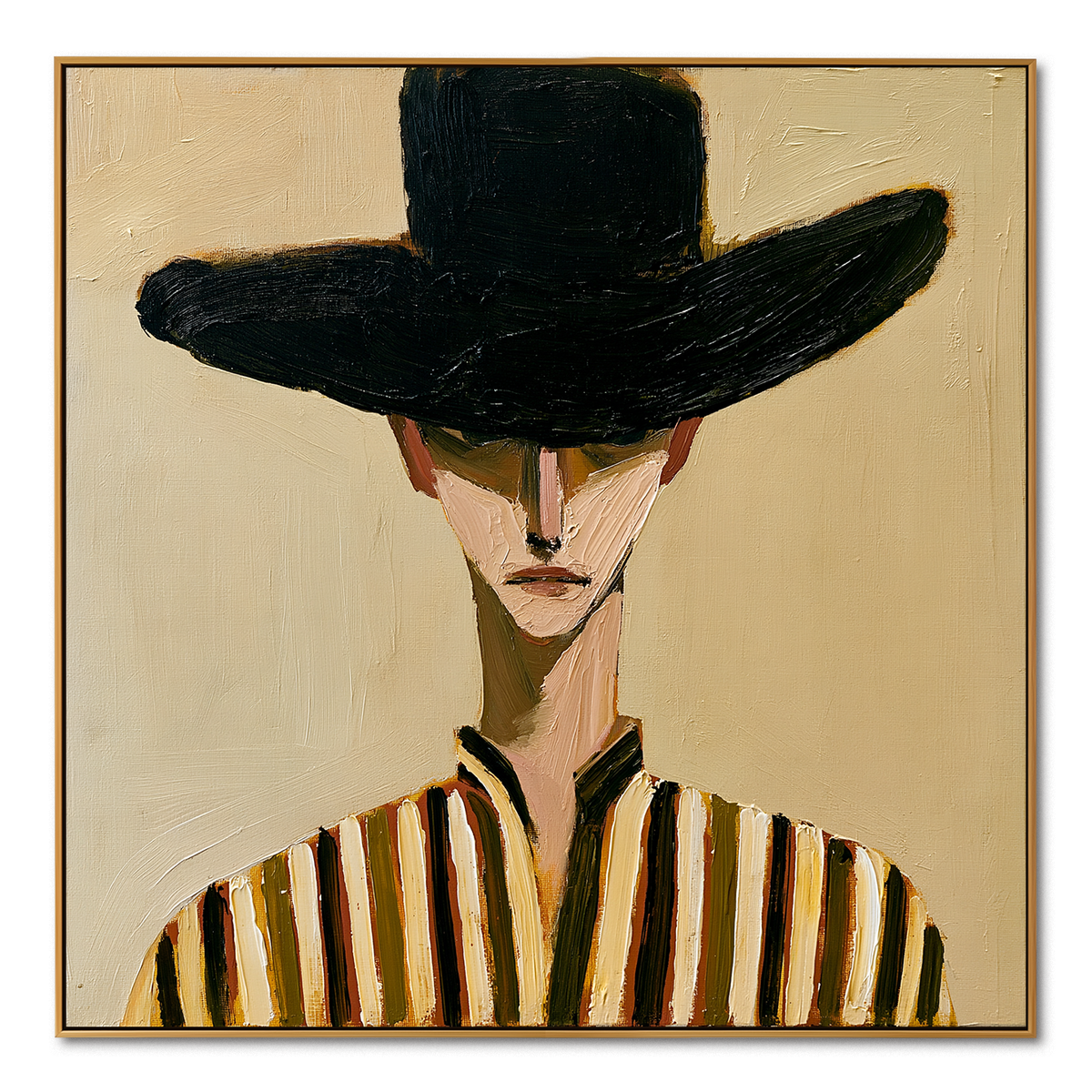 Black Hat Portrait-Modern Figurative Oil Painting