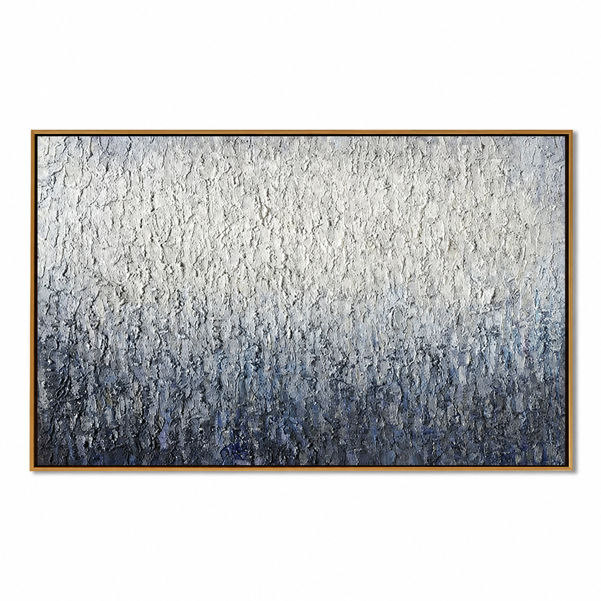 Frosted Depth-Blue White Textured Abstract Painting