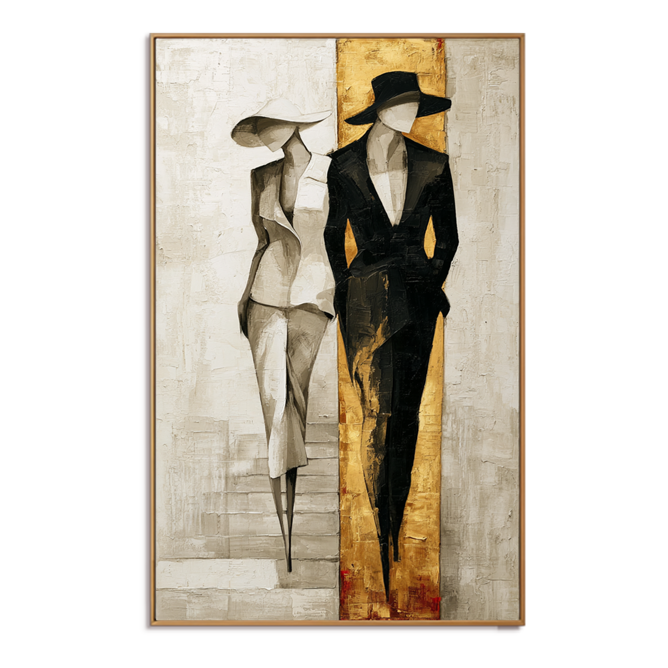 Dual Poise-Black White Fashion Oil Painting