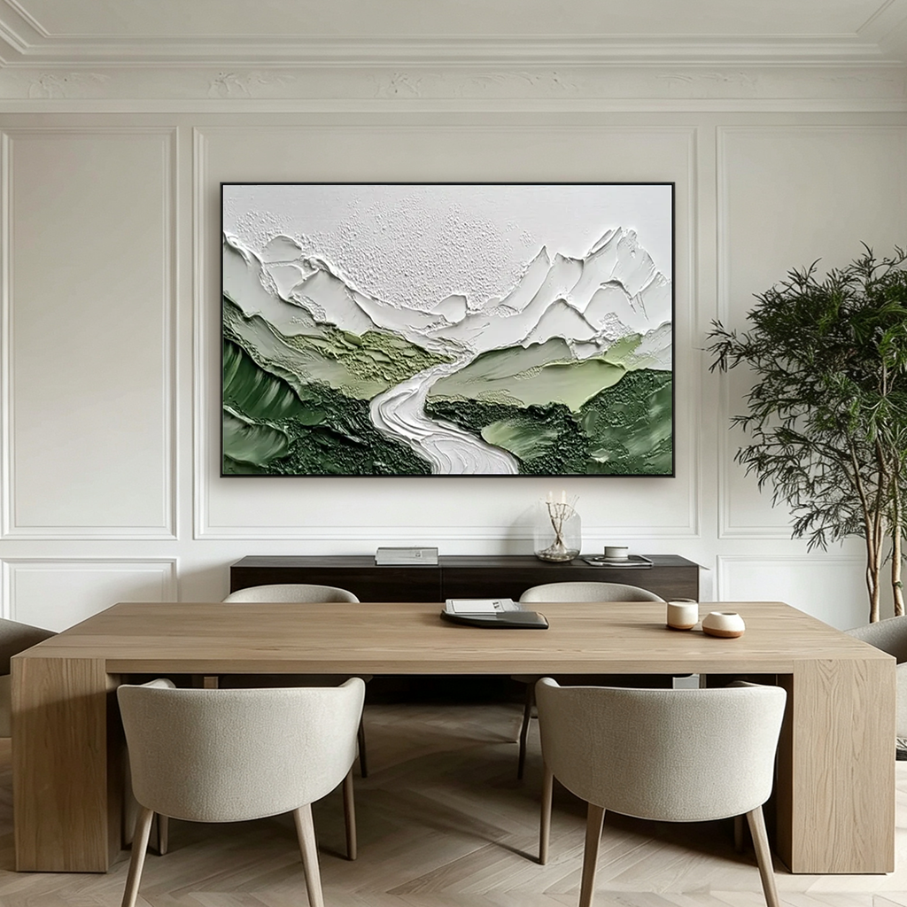 Verdant Passage-Green Mountain River Painting