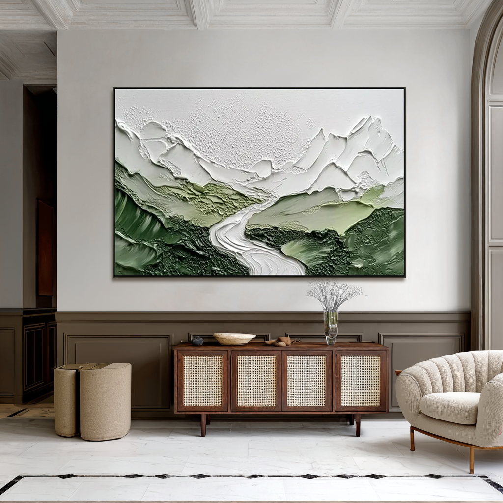 Verdant Passage-Green Mountain River Painting