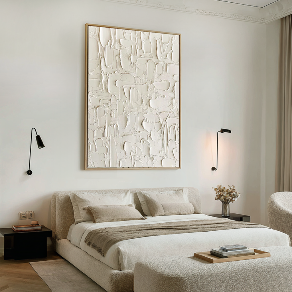 Ivory Layers-Impasto Abstract Painting