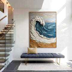 Golden Crest Wave | Coastal Wave Textured Wall Art