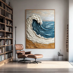 Golden Crest Wave | Coastal Wave Textured Wall Art