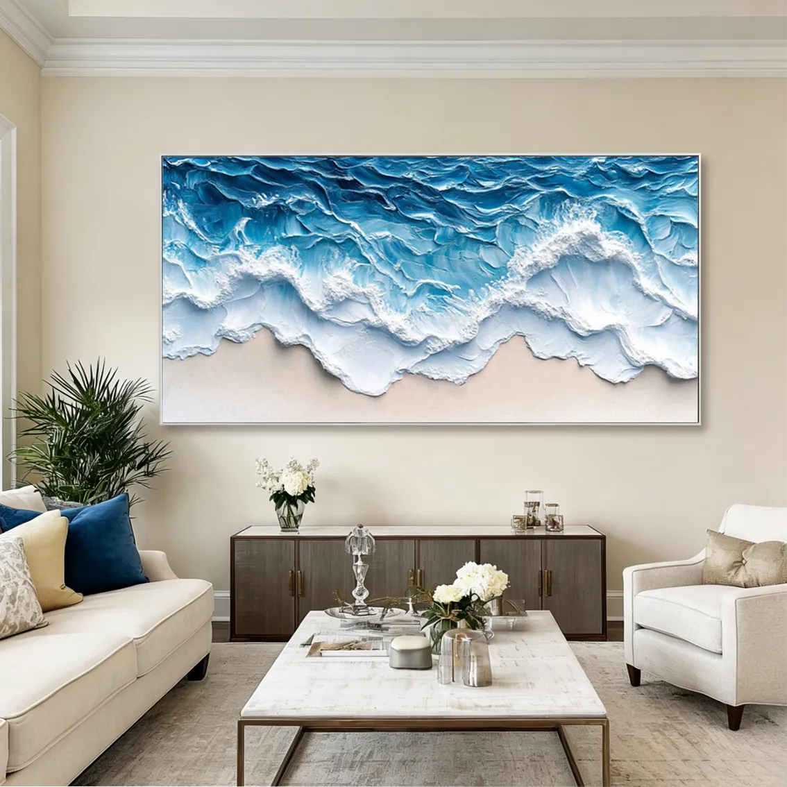 Azure Rhythm | Blue Ocean Abstract Canvas Art