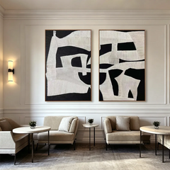 Monochrome Echo | Black and Beige Abstract Wall Art