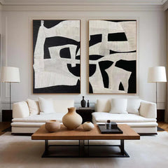 Monochrome Echo | Black and Beige Abstract Wall Art
