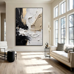 Velvet Contrast | Neutral Abstract Texture Wall Art