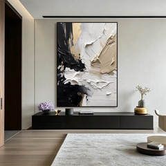 Velvet Contrast | Neutral Abstract Texture Wall Art