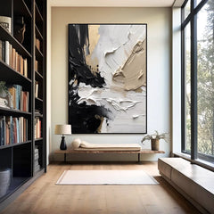 Velvet Contrast | Neutral Abstract Texture Wall Art