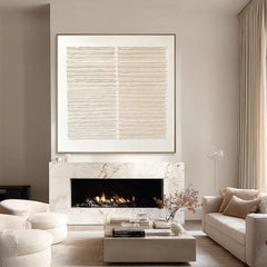 Quiet Lines | Minimal Beige Textured Canvas Art