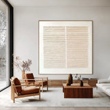 Stille Linien | Minimale beige strukturierte Leinwandkunst