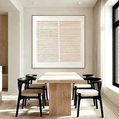 Quiet Lines | Minimal Beige Textured Canvas Art