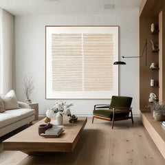 Quiet Lines | Minimal Beige Textured Canvas Art