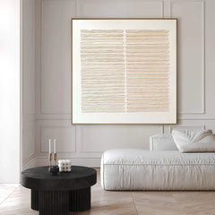Quiet Lines | Minimal Beige Textured Canvas Art