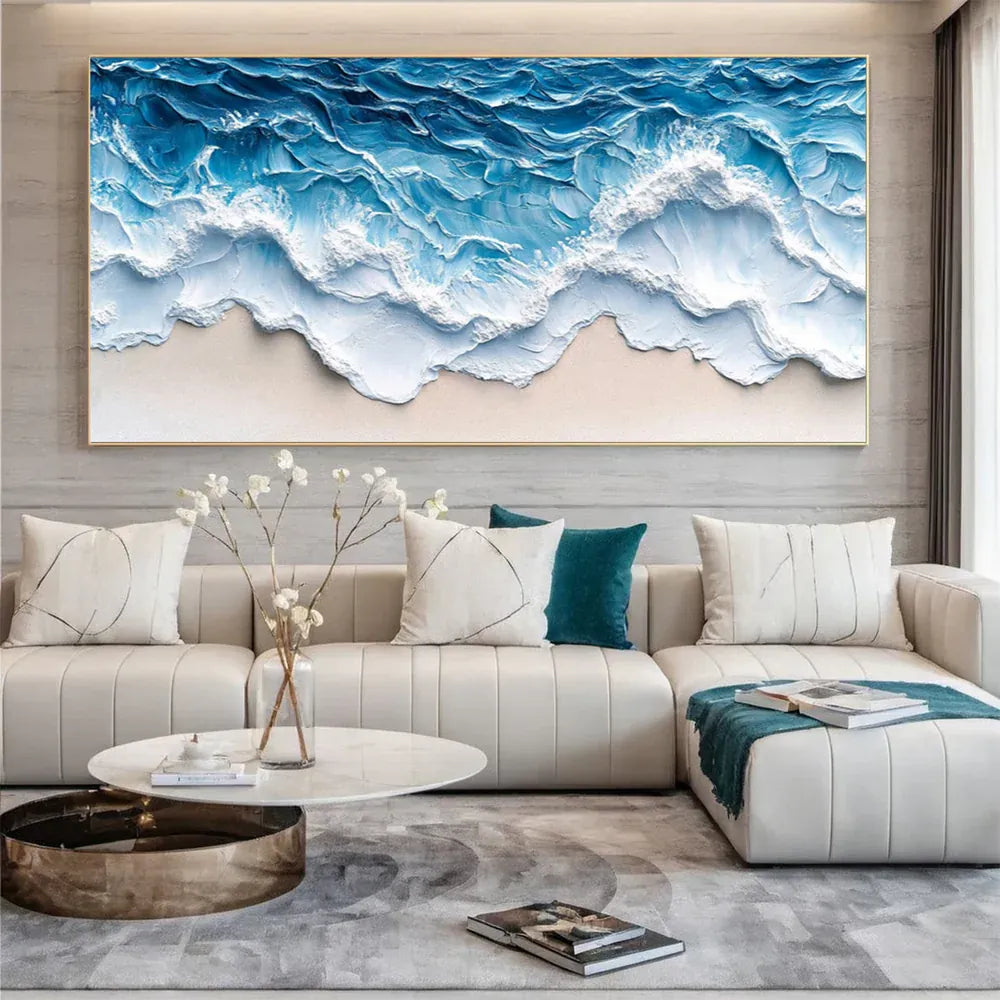 Azure Rhythm | Blue Ocean Abstract Canvas Art