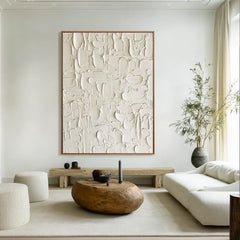Ivory Terrain | White Plaster Texture Wall Art