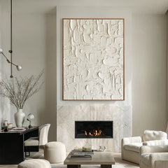 Ivory Terrain | White Plaster Texture Wall Art