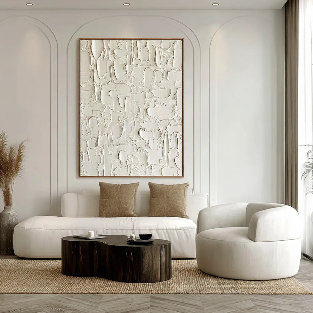 Ivory Terrain | White Plaster Texture Wall Art