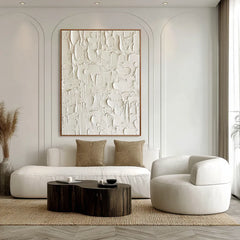 Ivory Terrain | White Plaster Texture Wall Art