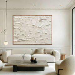 Ivory Terrain | White Plaster Texture Wall Art