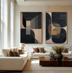 Midnight Geometry | Modern Black Geometric Wall Art