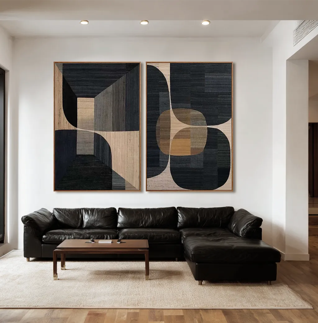 Midnight Geometry | Modern Black Geometric Wall Art