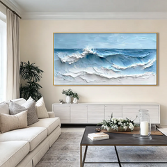 Calm Horizon Waves | Panoramic Coastal Canvas Art