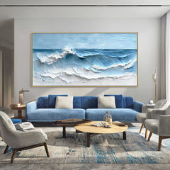 Calm Horizon Waves | Panoramic Coastal Canvas Art