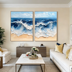 Twin Ocean Harmony | Diptych Ocean Wave Wall Art