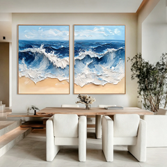 Twin Ocean Harmony | Diptych Ocean Wave Wall Art