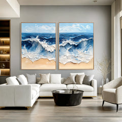 Twin Ocean Harmony | Diptych Ocean Wave Wall Art
