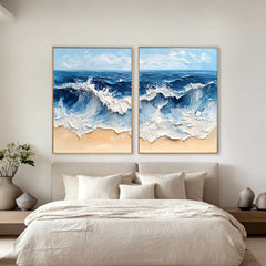 Twin Ocean Harmony | Diptych Ocean Wave Wall Art