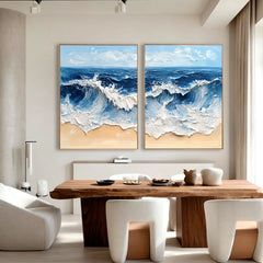 Twin Ocean Harmony | Diptych Ocean Wave Wall Art