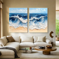 Twin Ocean Harmony | Diptych Ocean Wave Wall Art