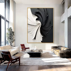 Obsidian Bloom | Modern Black Abstract Wall Art