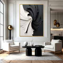 Obsidian Bloom | Modern Black Abstract Wall Art