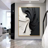 Obsidian-Blüte | Moderne schwarze abstrakte Wandkunst