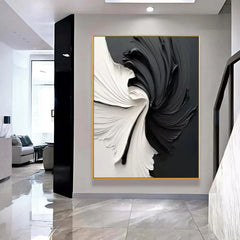 Obsidian Bloom | Modern Black Abstract Wall Art
