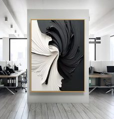 Obsidian Bloom | Modern Black Abstract Wall Art