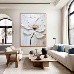 Ivory Blossom | Neutral Floral Canvas Wall Art