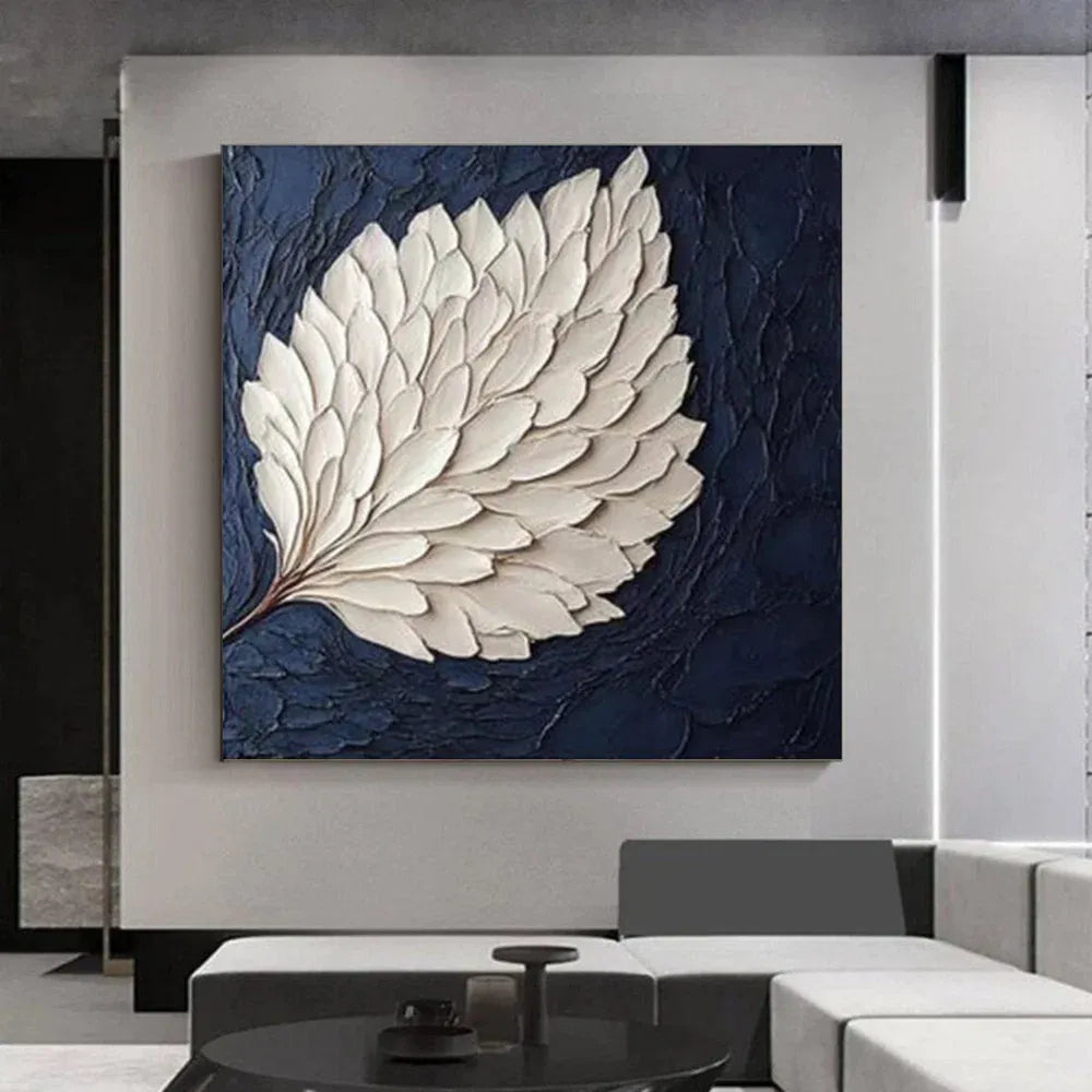 Luminous Feather | White Feather Textured Wall Decor