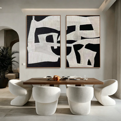 Monochrome Echo | Black and Beige Abstract Wall Art