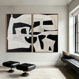 Monochrome Echo | Black and Beige Abstract Wall Art