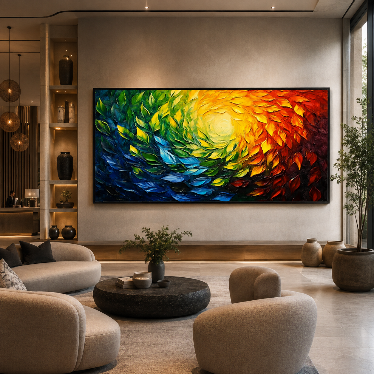 Radiant Canopy-Colorful Leaf Abstract Painting