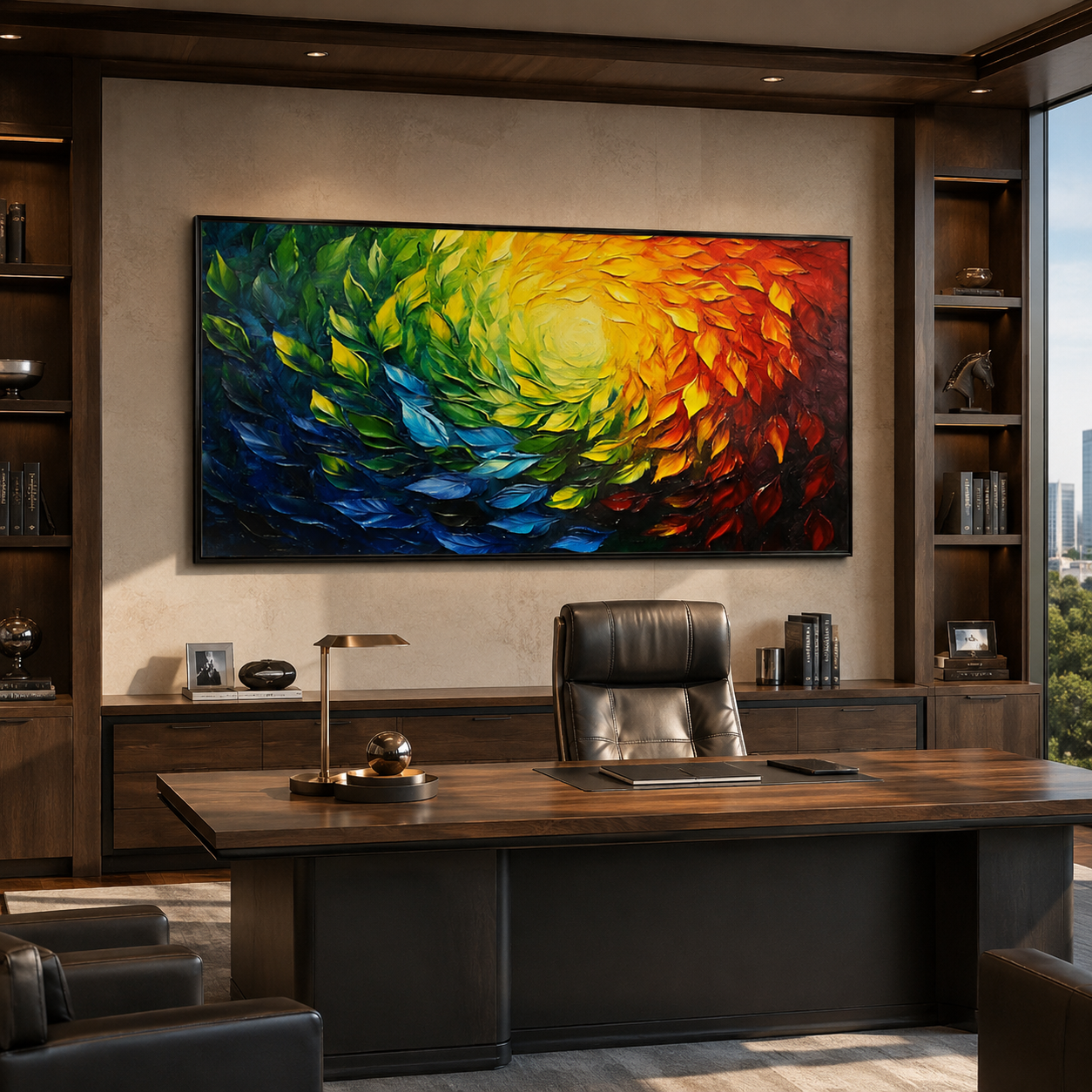 Radiant Canopy-Colorful Leaf Abstract Painting