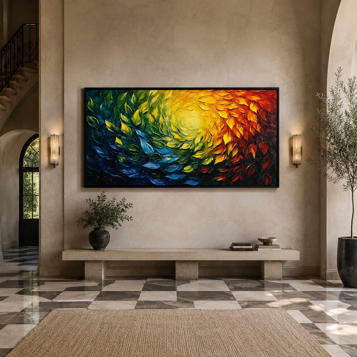 Radiant Canopy-Colorful Leaf Abstract Painting