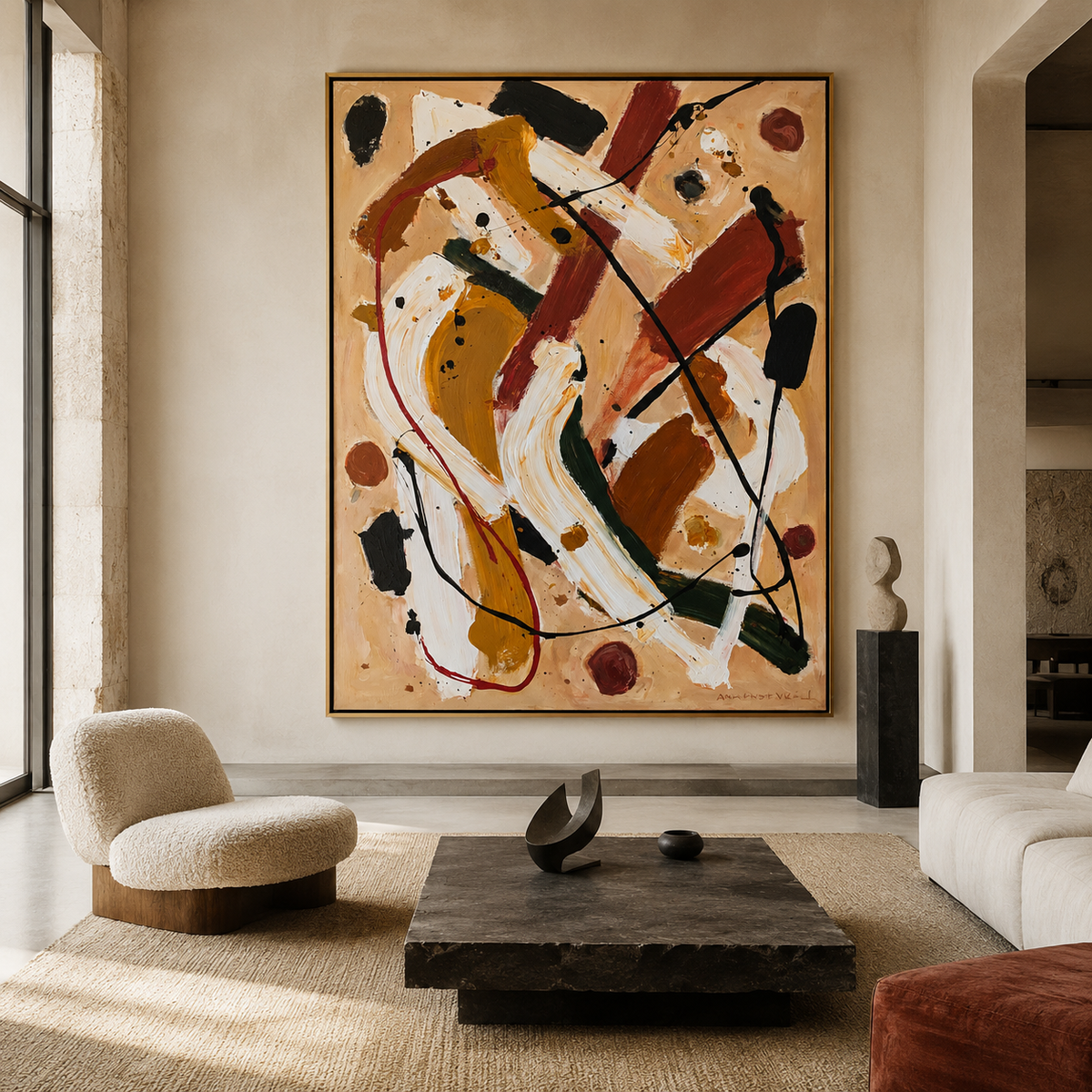 Earthbound Motion-Warm Neutral Abstract Painting